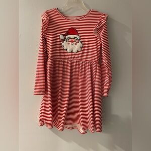 Santa Christmas holiday dress Freestyle Red and White Striped size 6 kids